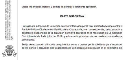 Los juzgados suspenden la expulsión de Zambudio y Lazcano de Ciudadanos Los juzgados suspenden la expulsión de Zambudio y Lazcano de Ciudadanos