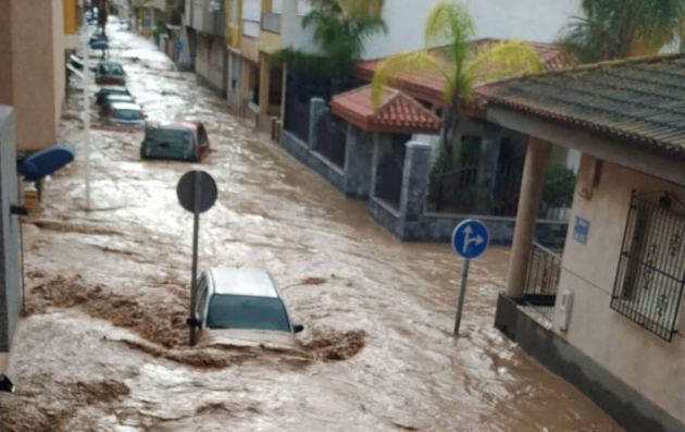 Imagen de Los Alcázares durante el paso de la DANA en septiembre de 2.019. Imagen de Los Alcázares durante el paso de la DANA en septiembre de 2.019.