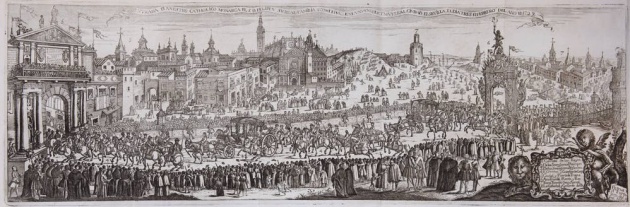 Entrada de Felipe V y su séquito por la puerta de Triana en 1729 (Pedro Tortolero, 1748). Entrada de Felipe V y su séquito por la puerta de Triana en 1729 (Pedro Tortolero, 1748).