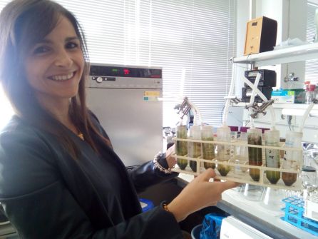 María Cuaresma, investigadora de la UHU en el laboratorio de Ciderta. María Cuaresma, investigadora de la UHU en el laboratorio de Ciderta.