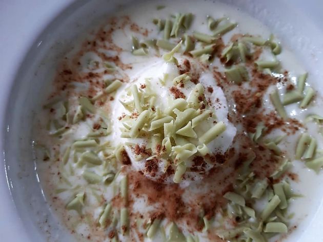 Sopa de arroz con leche y helado de limón Sopa de arroz con leche y helado de limón