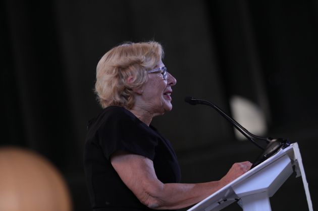 La exalcaldesa de Madrid, Manuela Carmena, durante el acto de clausura de la campaña electoral de Más Pais en Madrid La exalcaldesa de Madrid, Manuela Carmena, durante el acto de clausura de la campaña electoral de Más Pais en Madrid