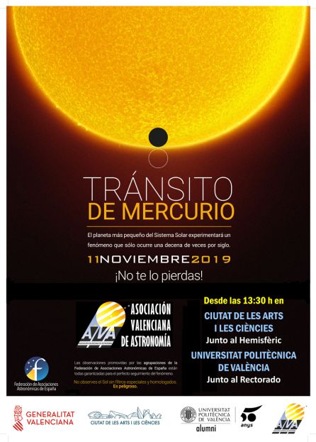 Cartel del tránsito de Mercurio de la Asociación Valenciana de Astronomía Cartel del tránsito de Mercurio de la Asociación Valenciana de Astronomía