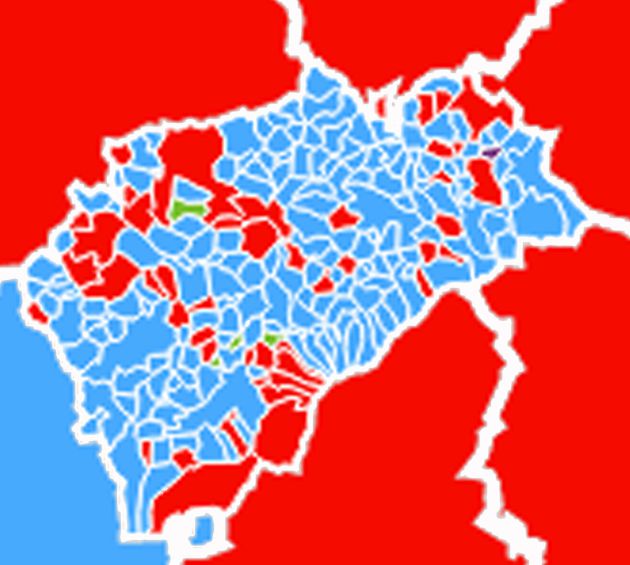 Mapa de partido más votados por municipios en las Elecciones Generales 10N Mapa de partido más votados por municipios en las Elecciones Generales 10N