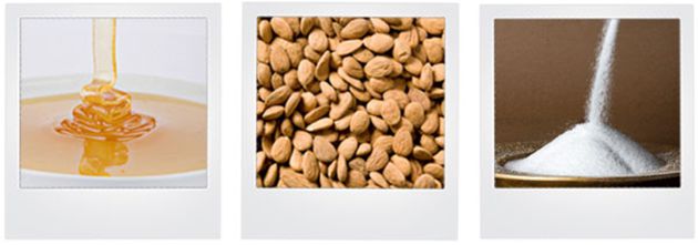La miel, las almendras y el azúcar son los ingredientes del turrón La miel, las almendras y el azúcar son los ingredientes del turrón