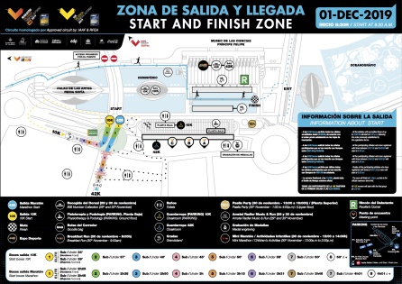 Plano zonal de la Ciudad de las Artes y las Ciencias de València donde se instala la meta de la Maratón y el recorrido de la carrera 10K Plano zonal de la Ciudad de las Artes y las Ciencias de València donde se instala la meta de la Maratón y el recorrido de la carrera 10K