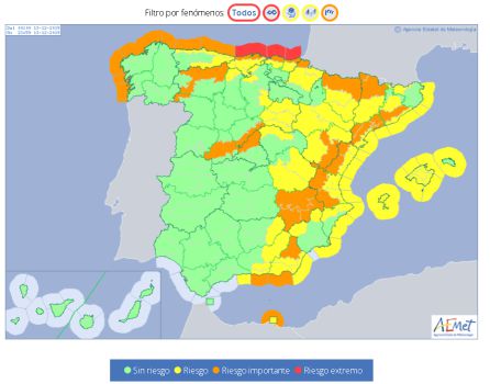 Alertas meteorológicas para el viernes 13 de diciembre Alertas meteorológicas para el viernes 13 de diciembre