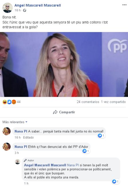 Captura del comentario en Facebook Captura del comentario en Facebook