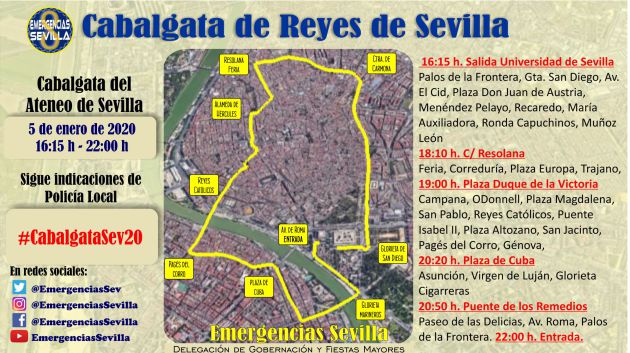Itinerario de la Cabalgata de Reyes Magos de Sevilla 2020 Itinerario de la Cabalgata de Reyes Magos de Sevilla 2020