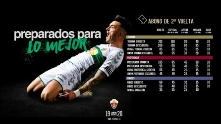 Precios de los abonos del Elche CF para la 2ª vuelta Precios de los abonos del Elche CF para la 2ª vuelta
