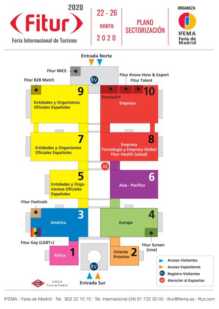 Plano de la distribución de Fitur 2020. Plano de la distribución de Fitur 2020.