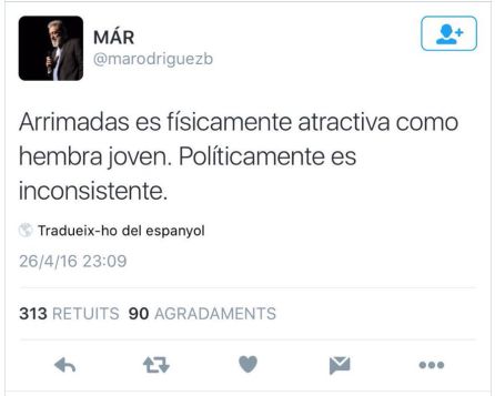 El tuit sobre el atractivo físico de Inés Arrimadas, líder de Ciudadanos. El tuit sobre el atractivo físico de Inés Arrimadas, líder de Ciudadanos.