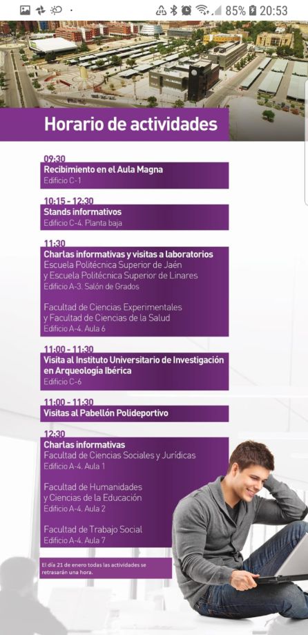 Díptico con el horario de las actividades de la jornada Díptico con el horario de las actividades de la jornada