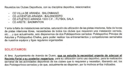 Este es el documento presentado al Ayuntamiento por los cuatro clubes firmantes. Este es el documento presentado al Ayuntamiento por los cuatro clubes firmantes.