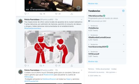 Tweet de la Policía Local de Puertollano Tweet de la Policía Local de Puertollano