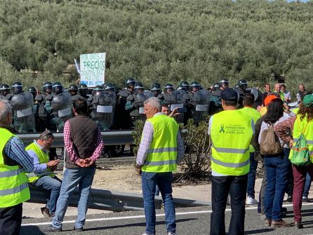Algunos manifestantes, frente a la formación de agentes antidisturbios de la Guardia Civil Algunos manifestantes, frente a la formación de agentes antidisturbios de la Guardia Civil