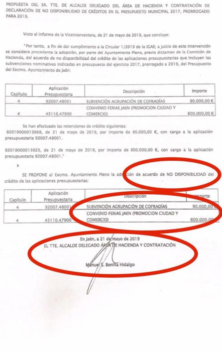 Una de las páginas del documento al que ha tenido acceso Radio Jaén. Una de las páginas del documento al que ha tenido acceso Radio Jaén.