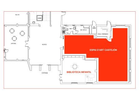 Plano del Espacio Castejón y biblioteca infantil, en la planta baja de la Casa de Cultura de Dénia. Plano del Espacio Castejón y biblioteca infantil, en la planta baja de la Casa de Cultura de Dénia.