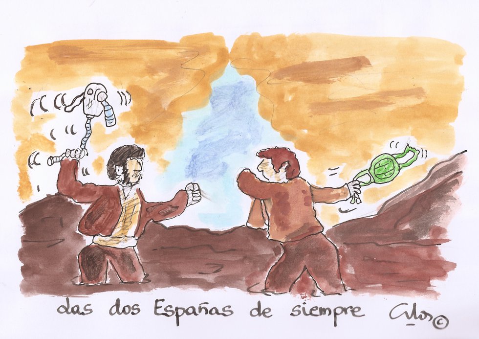 La viñeta Villanueva, las dos Españas. La viñeta Villanueva, las dos Españas.