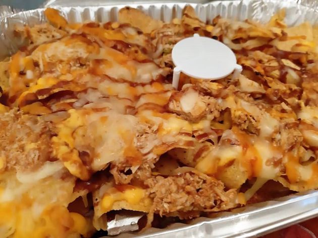Nachos con pollo y barbacoa de Salsa Chips Nachos con pollo y barbacoa de Salsa Chips
