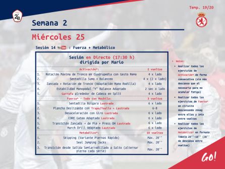 Protopio de plan de entrenamiento asignado al primer equipo de la Cultural durante su encierro Protopio de plan de entrenamiento asignado al primer equipo de la Cultural durante su encierro