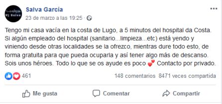 Mensaje colgado en FB Mensaje colgado en FB