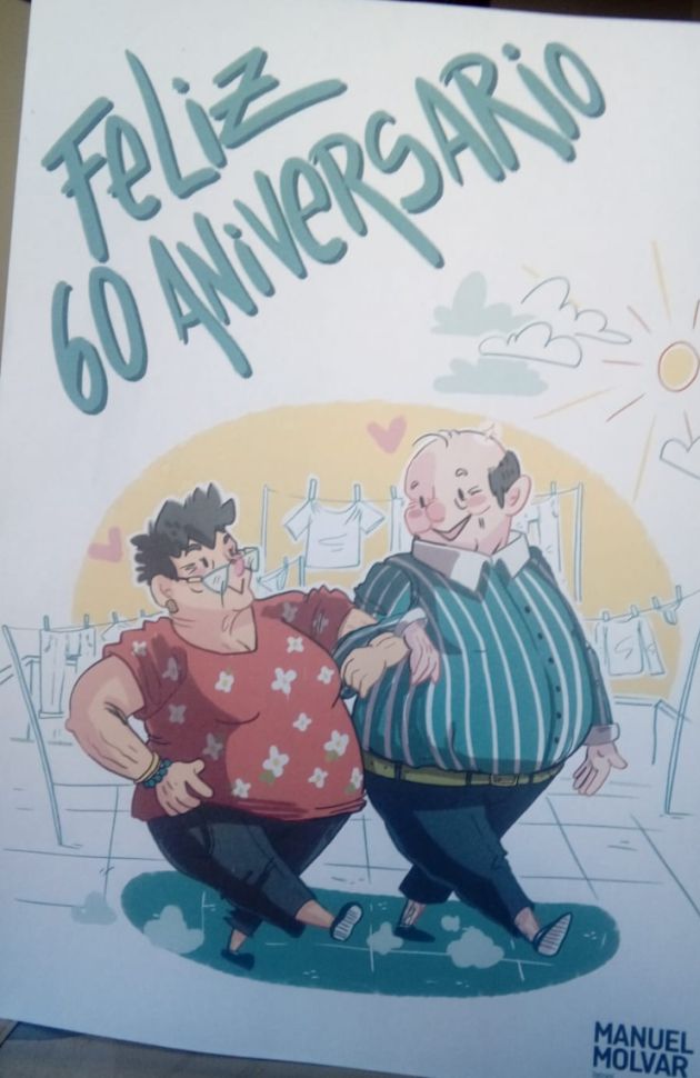 Dibujo que les ha dedicado el nieto de Elisa y Paco por la celebración del 60 aniversario Dibujo que les ha dedicado el nieto de Elisa y Paco por la celebración del 60 aniversario