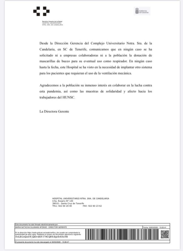 Comunicado La Candelaria Comunicado La Candelaria