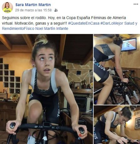 Sara Martín ha participado desde casa en la Copa de España virtual de Almería. Sara Martín ha participado desde casa en la Copa de España virtual de Almería.