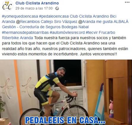 La familia del Club Ciclista Arandino manda sus mensajes de reposabilidad. La familia del Club Ciclista Arandino manda sus mensajes de reposabilidad.