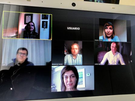 Imagen de la reunión por vídeoconferencia entre el Ayuntamiento, CCOO y UGT Imagen de la reunión por vídeoconferencia entre el Ayuntamiento, CCOO y UGT