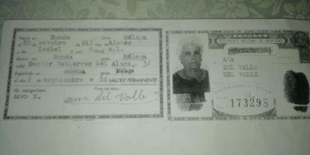 Documento Nacional de Identidad de Ana del Valle Documento Nacional de Identidad de Ana del Valle