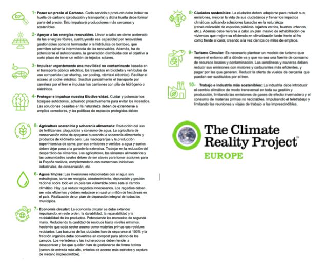 Climate Reality Project lanza un decálogo con propuestas para impulsar salidas sostenibles a la crisis del COVID19 Climate Reality Project lanza un decálogo con propuestas para impulsar salidas sostenibles a la crisis del COVID19