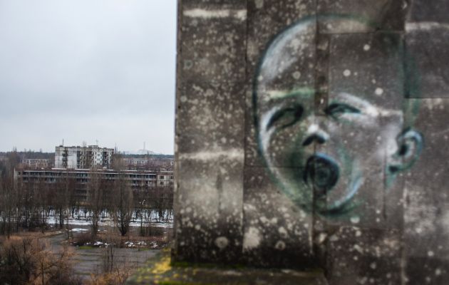 Imagen de Pripyat. Al fondo se puede ver el reactor nº4. Imagen de Pripyat. Al fondo se puede ver el reactor nº4.