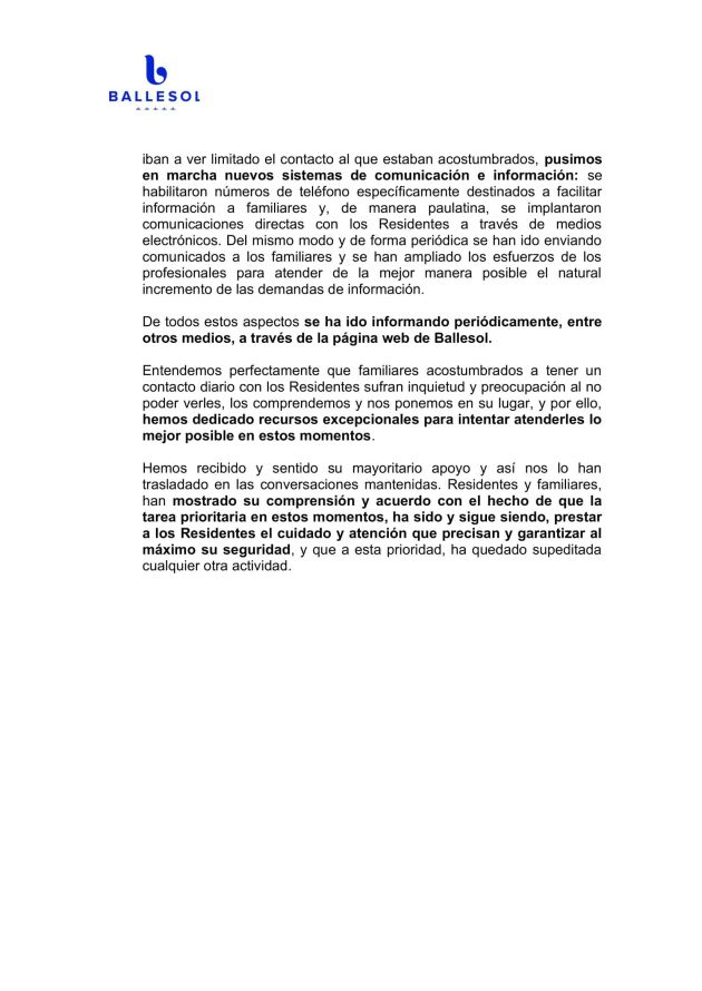 Comunicado de la residencia Ballesol (2) Comunicado de la residencia Ballesol (2)