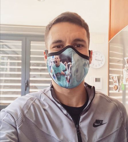 El jugador del Celta Hugo Mallo, con su mascarilla El jugador del Celta Hugo Mallo, con su mascarilla