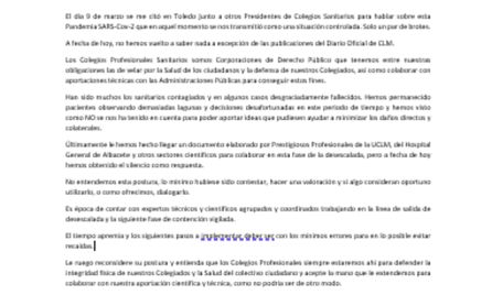 Carta dirigida al consejero de Sanidad Carta dirigida al consejero de Sanidad