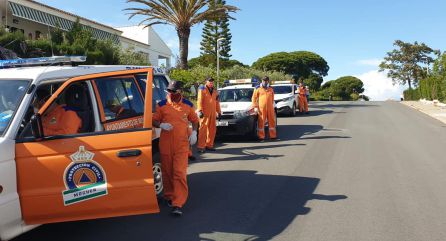 Miembros de Proteccion Civil de Moguer durante el confinamiento. Miembros de Proteccion Civil de Moguer durante el confinamiento.
