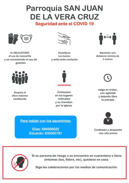 Cartel informativo para la reanudación del culto con medidas de seguridad Cartel informativo para la reanudación del culto con medidas de seguridad