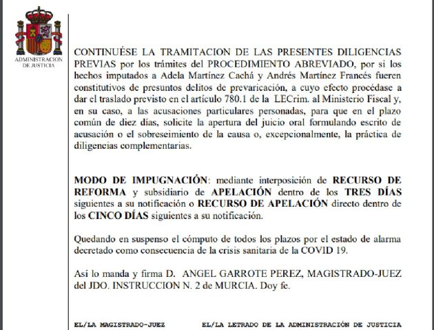El juez procesa a Martínez-Cachá por la construcción de la tubería de la marina del Mar Menor El juez procesa a Martínez-Cachá por la construcción de la tubería de la marina del Mar Menor