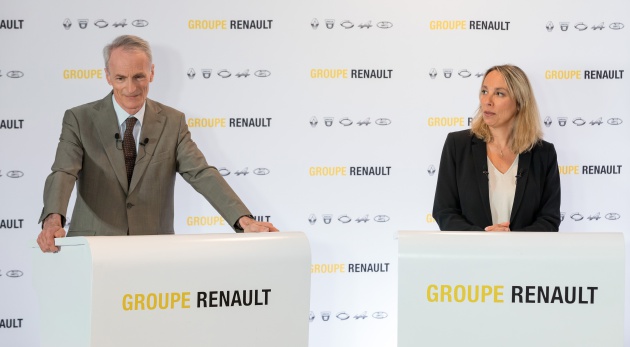 El presidente del Consejo de Administración de Renault, Jean-Dominique Senard, y la directora general interina de Renault, Clotilde Delbos, informan en rueda de prensa telemática sobre su plan de reducción de costes fijos, desde la sede de Renault en Bolougne-Billancourt, cerca de París El presidente del Consejo de Administración de Renault, Jean-Dominique Senard, y la directora general interina de Renault, Clotilde Delbos, informan en rueda de prensa telemática sobre su plan de reducción de costes fijos, desde la sede de Renault en Bolougne-Billancourt, cerca de París