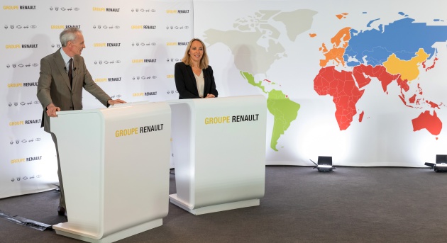 El presidente del Consejo de Administración de Renault, Jean-Dominique Senard, y la directora general interina de Renault, Clotilde Delbos, informan en rueda de prensa telemática sobre su plan de reducción de costes fijos, desde la sede de Renault en Bolougne-Billancourt, cerca de París El presidente del Consejo de Administración de Renault, Jean-Dominique Senard, y la directora general interina de Renault, Clotilde Delbos, informan en rueda de prensa telemática sobre su plan de reducción de costes fijos, desde la sede de Renault en Bolougne-Billancourt, cerca de París