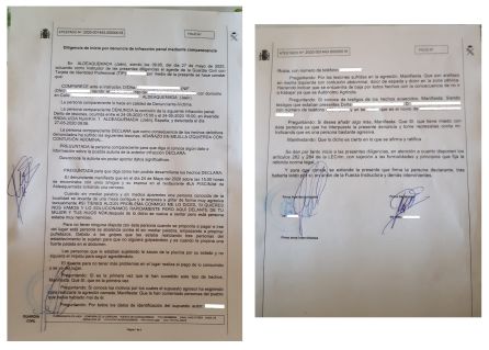 Esta es la denuncia que interpuso el agredido ante la Guardia Civil Esta es la denuncia que interpuso el agredido ante la Guardia Civil