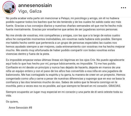 Anne Senosiain se despide del Celta Anne Senosiain se despide del Celta