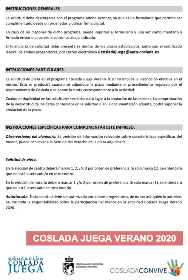 Instrucciones Coslada Juega Verano 2020 Instrucciones Coslada Juega Verano 2020