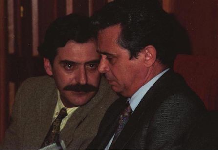 Manuel Pérez y Herminio Trigo en el pleno en el que este último presentó su dimisión como alcalde de Córdoba. Archivo Municipal Manuel Pérez y Herminio Trigo en el pleno en el que este último presentó su dimisión como alcalde de Córdoba. Archivo Municipal