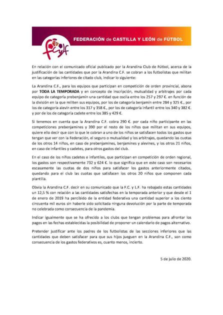Este es el comunicado emitido por la FCyLF. Este es el comunicado emitido por la FCyLF.