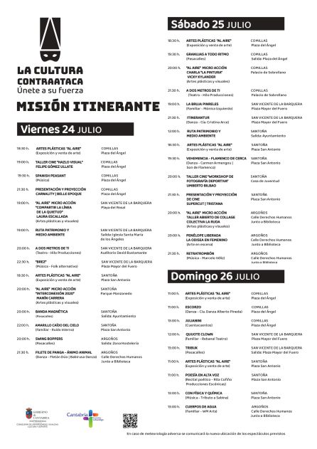 Planning del último fin de semana de la Cultura Contraataca Planning del último fin de semana de la Cultura Contraataca