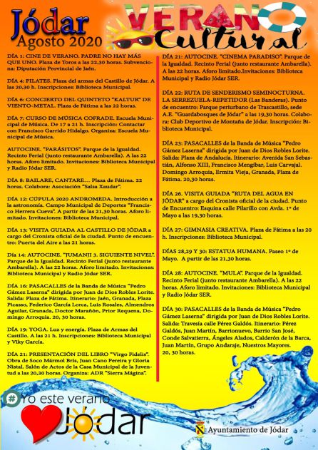 Cartel anunciador con las actividades del mes de agosto Cartel anunciador con las actividades del mes de agosto