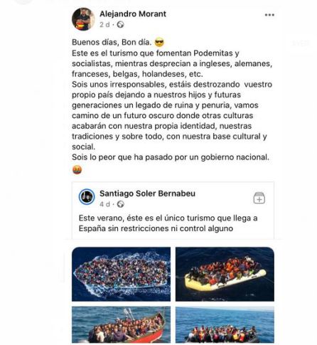 Mensaje colgado por Alejandro Morant en Facebook el pasado 28 de julio. Mensaje colgado por Alejandro Morant en Facebook el pasado 28 de julio.